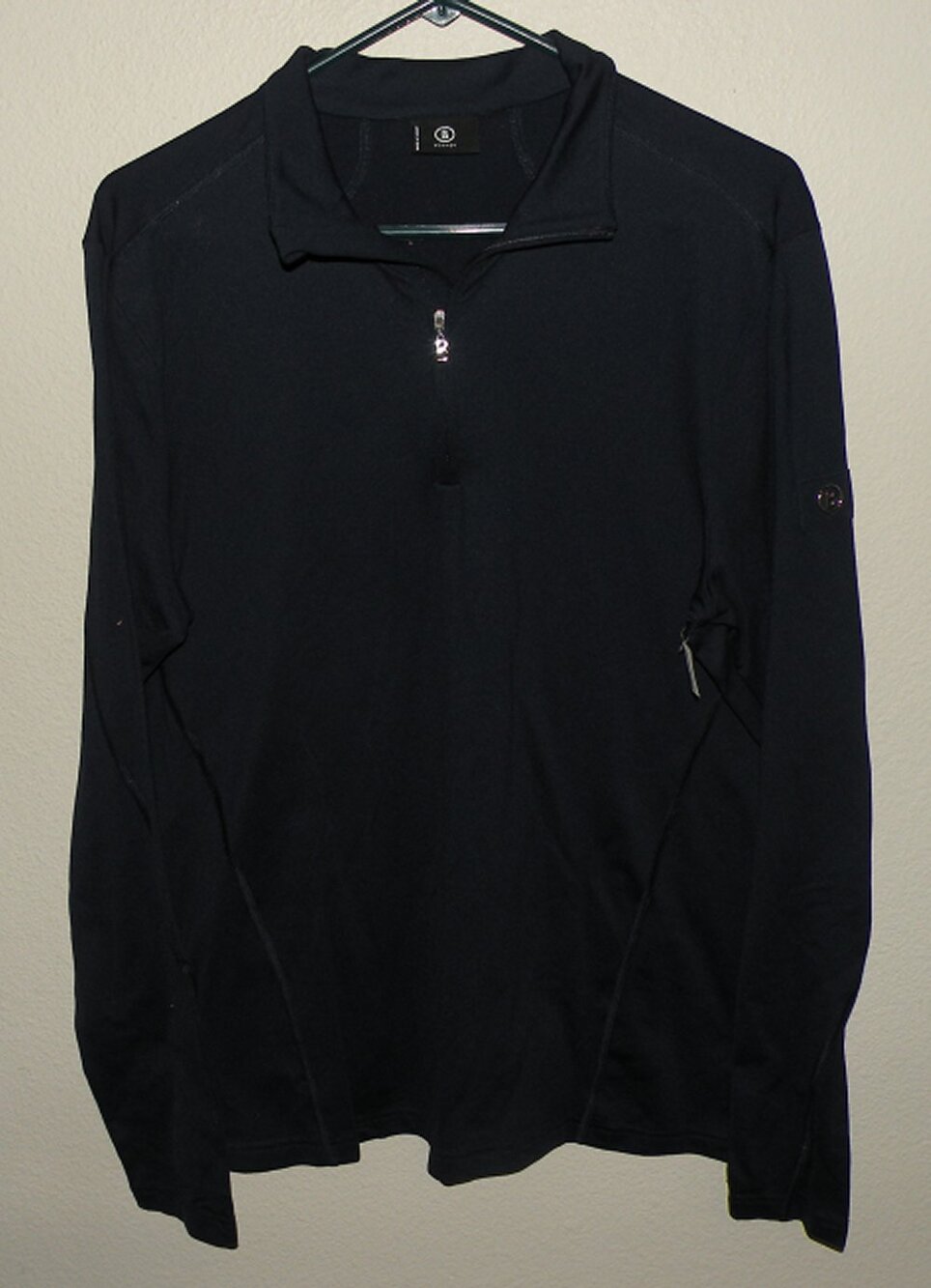 Bogner Men’s Large LS Quarter Zip Ski Turtleneck Shirt Navy Blue Stretch NWT